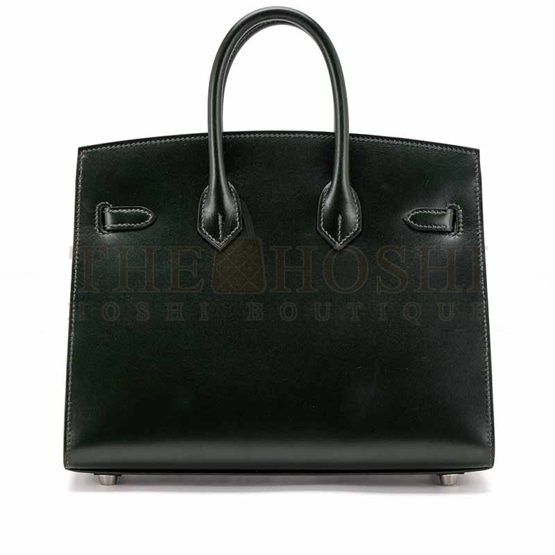 H**me5 BIRKIN 25 SELLIER VERT FONCE BOX CALF PALLADIUM HARDWARE  (25*20*13cm) Master Quality